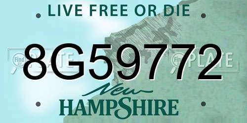 8G59772 New Hampshire License Plate
