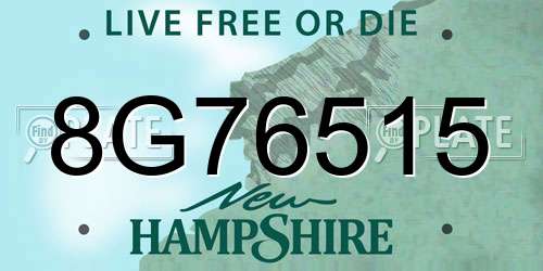 8G76515 New Hampshire License Plate
