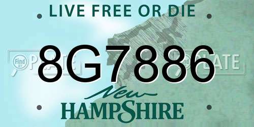 8G7886 New Hampshire License Plate