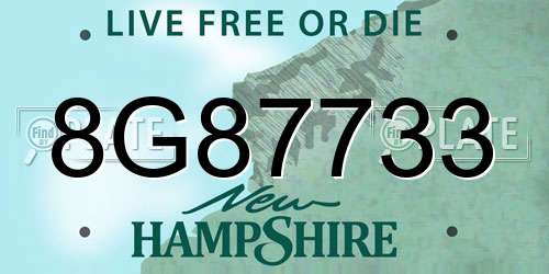 8G87733 New Hampshire License Plate