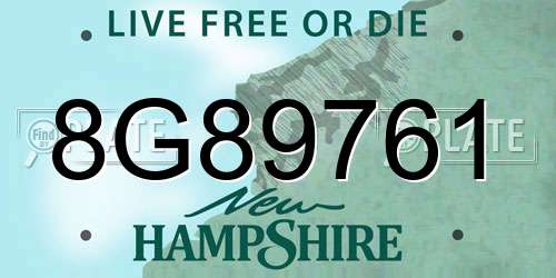 8G89761 New Hampshire License Plate