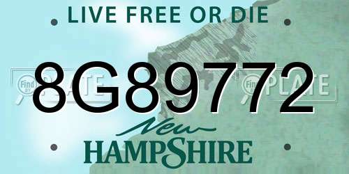 8G89772 New Hampshire License Plate