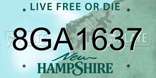 8GA1637 New Hampshire License Plate