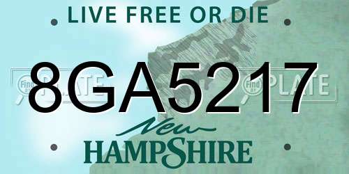 8GA5217 New Hampshire License Plate