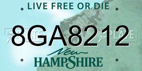 8GA8212 New Hampshire License Plate