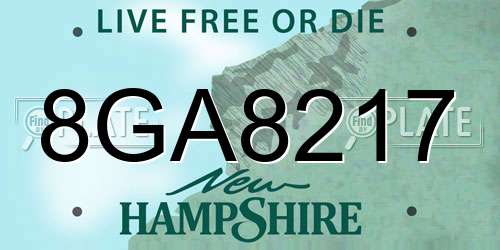 8GA8217 New Hampshire License Plate