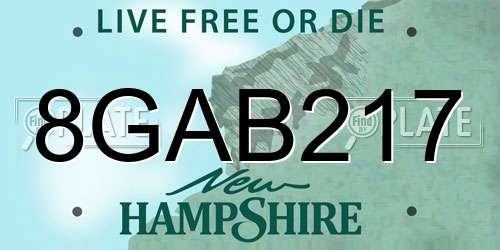 8GAB217 New Hampshire License Plate