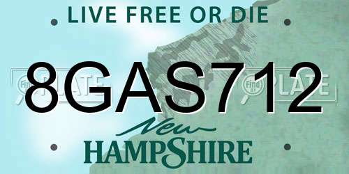8GAS712 New Hampshire License Plate