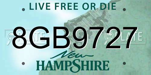 8GB9727 New Hampshire License Plate