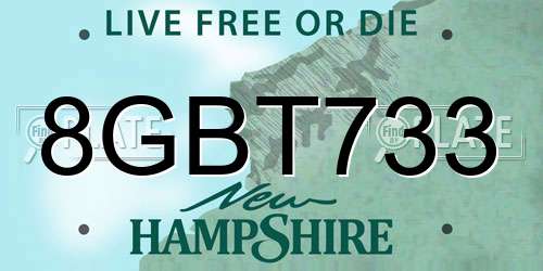 8GBT733 New Hampshire License Plate