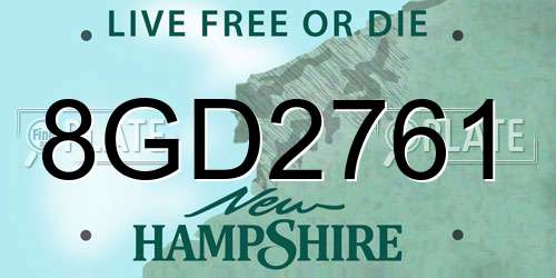 8GD2761 New Hampshire License Plate