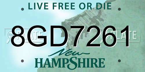 8GD7261 New Hampshire License Plate