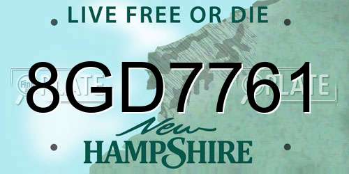 8GD7761 New Hampshire License Plate