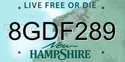 8GDF289 New Hampshire License Plate