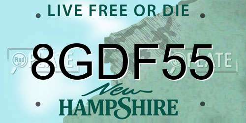 8GDF55 New Hampshire License Plate