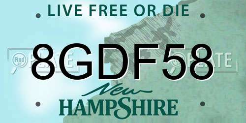 8GDF58 New Hampshire License Plate