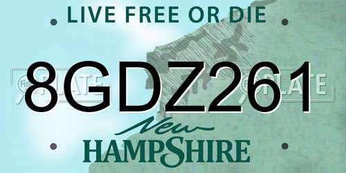 8GDZ261 New Hampshire License Plate