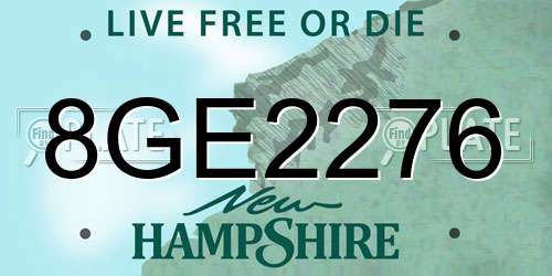 8GE2276 New Hampshire License Plate