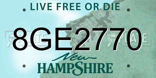 8GE2770 New Hampshire License Plate