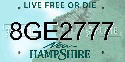 8GE2777 New Hampshire License Plate