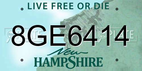 8GE6414 New Hampshire License Plate