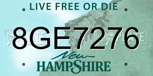 8GE7276 New Hampshire License Plate
