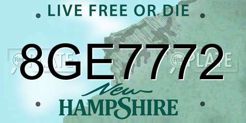 8GE7772 New Hampshire License Plate