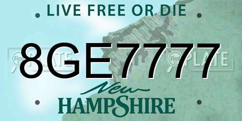 8GE7777 New Hampshire License Plate