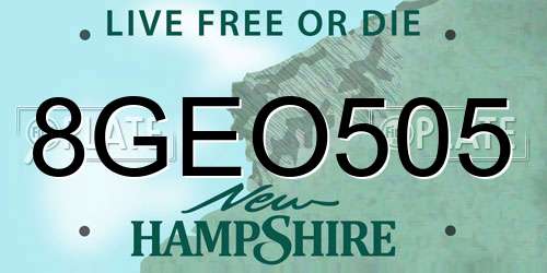 8GEO505 New Hampshire License Plate