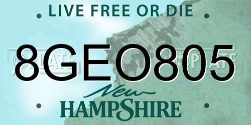 8GEO805 New Hampshire License Plate