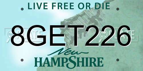 8GET226 New Hampshire License Plate