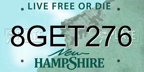 8GET276 New Hampshire License Plate
