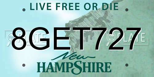 8GET727 New Hampshire License Plate