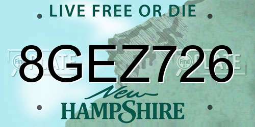 8GEZ726 New Hampshire License Plate