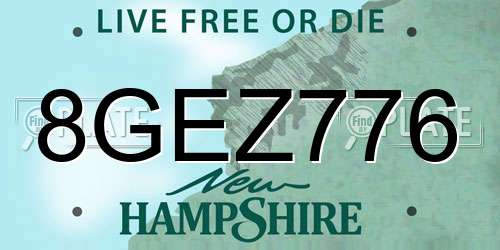 8GEZ776 New Hampshire License Plate