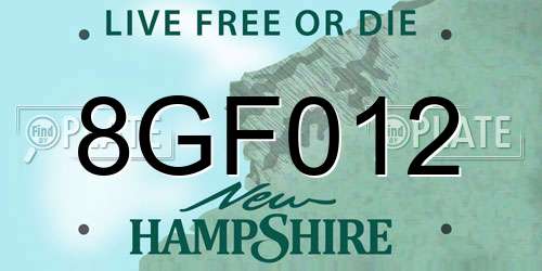 8GF012 New Hampshire License Plate