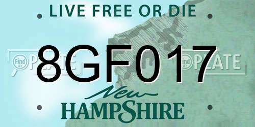 8GF017 New Hampshire License Plate