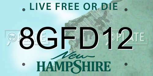 8GFD12 New Hampshire License Plate
