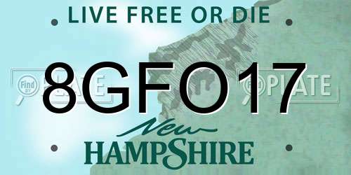 8GFO17 New Hampshire License Plate