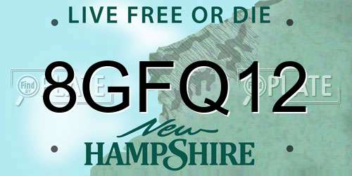 8GFQ12 New Hampshire License Plate