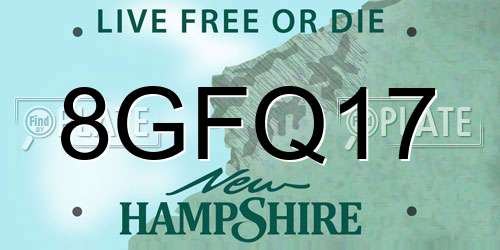 8GFQ17 New Hampshire License Plate