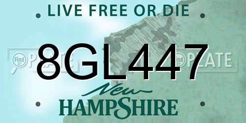 8GL447 New Hampshire License Plate