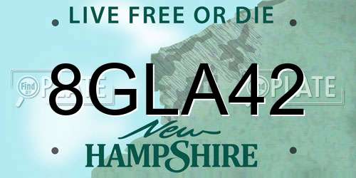 8GLA42 New Hampshire License Plate