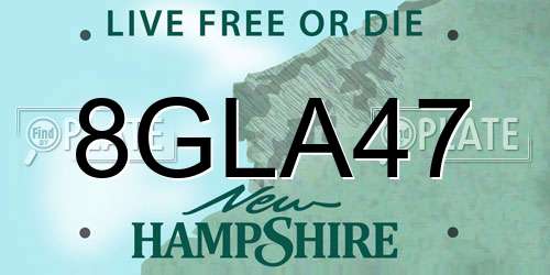 8GLA47 New Hampshire License Plate