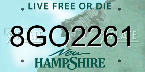 8GO2261 New Hampshire License Plate
