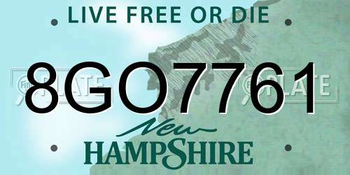 8GO7761 New Hampshire License Plate