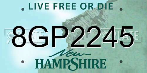8GP2245 New Hampshire License Plate