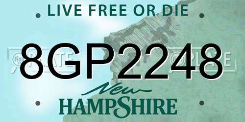 8GP2248 New Hampshire License Plate