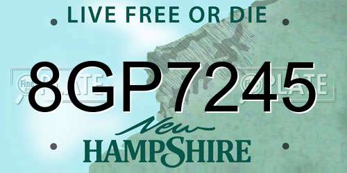 8GP7245 New Hampshire License Plate