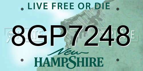 8GP7248 New Hampshire License Plate